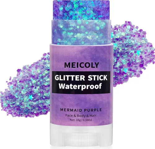 Miniatura 13 de MEICOLY Barra de purpurina corporal de Mardi Gras, barra de purpurina para el cabello para mujeres y niños, accesorios de atuendo de Mardi Gras