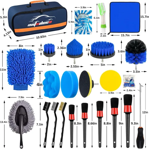 Miniatura 7 de Juego de 30 cepillos para detalles de coche, kit de detalles de coche, juego de cepillos de taladro para detalles de coche, cepillos de detalles
