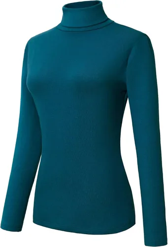 Miniatura 2 de Urban CoCo Camisetas de manga larga con cuello alto para mujer, ajustadas, básicas, elásticas