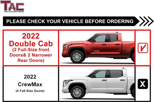 Miniatura 4 de TAC - Estribos laterales para Toyota Tundra 2022-2025, camioneta de doble cabina de 3 pulgadas, textura pesada, estribos negros, barras Nerf, barras
