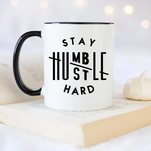 Miniatura 4 de YouNique Designs Taza dura Stay Humble Hustle, de 11 onzas, taza de café para hombres y mujeres, taza de café Boss Lady para mujeres, taza de café