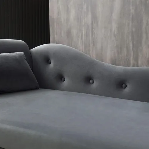 Miniatura 5 de Polibi Tumbona de almacenamiento de terciopelo de 60 pulgadas con 1 almohada y ribete de cabeza de clavo, tumbona larga multifuncional copetuda