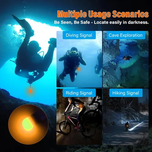 Miniatura 6 de ORCATORCH SD01PRO Luz de Señal de Buceo Mejorada y Brillante, Faro Sumergible Mini Marcador de Tanque con Modos Constante y Parpadeante, para Buceo