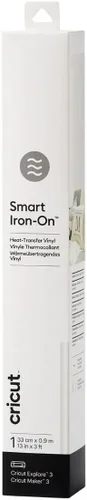 Cricut Smart 2008695 - Vinilo termotransferible para planchar, 1 lámina, 13.0 in x 3.0 ft, blanco, (3 pies), 2008695