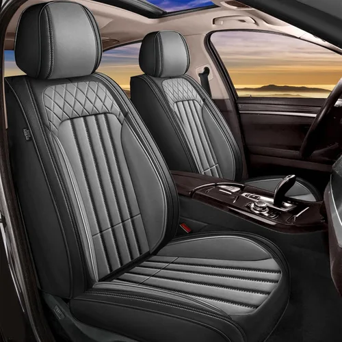 Miniatura 29 de Juego de fundas de asiento de automóvil para GMC Canyon 2015-2025, juego de fundas de asiento delantero de cuero con soporte lumbar, protector