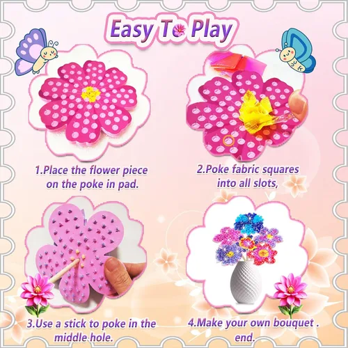 Miniatura 3 de JRD&BS WINL Kit de Arte Divertido de Pinchar para Niños de 3 años en adelante, Juego de Decoración Creativa de Ramo de Flores, Juego de Arte Libre