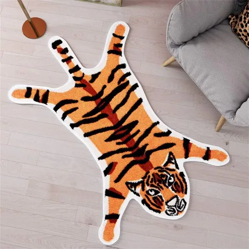 Miniatura 11 de Alfombra con estampado de leopardo, piel de vaca sintética, alfombra artificial, piel de vaca de imitación, leopardo, tigre, cebra, tapete de piel