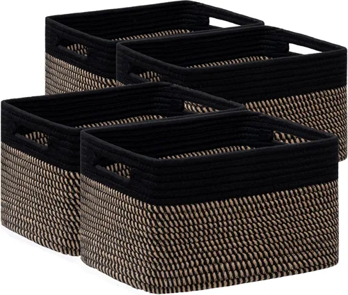 Miniatura 29 de UBBCARE Paquete de 2 cestas de almacenamiento para organizar, cestas de estante con asas, cestas de almacenamiento tejidas para estantería/estante