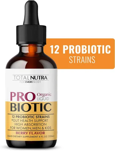 Miniatura 8 de Probiótico líquido orgánico USDA para niños, mujeres y hombres, gotas probióticas para niños pequeños con mezcla de prebióticos de alfalfa +