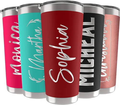 Miniatura 23 de Vasos personalizados, vaso de acero inoxidable de 20 onzas con tapa 13 diseños diferentes Tazas personalizadas de pared doble aisladas para café