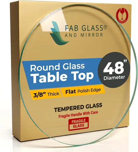 Miniatura 39 de Fab Glass - Mesa redonda de cristal de 48 in, grosor de 3/4 in, cristal pulido plano templado, Vidrio, Transparente