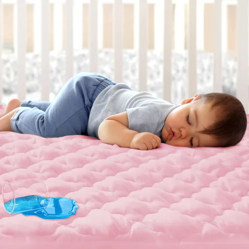 Biloban - Protector de colchón impermeable acolchado para cuna, sábana bajera ajustable de hasta 9 pulgadas, absorbente y silencioso, protector de