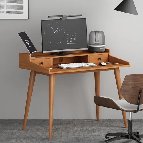 Miniatura 7 de Escritorio moderno de mediados de siglo, escritorio de madera para oficina en casa de 41 pulgadas, escritorio para computadora o computadora