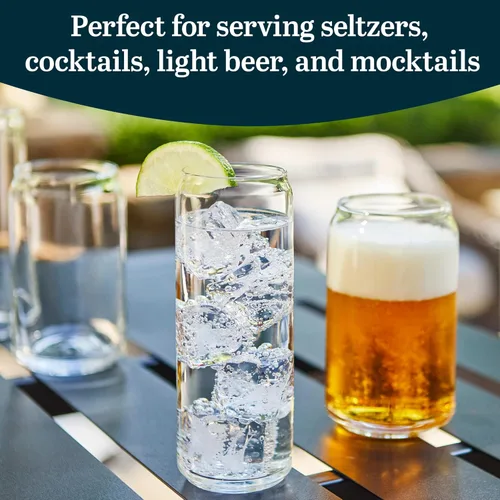 Miniatura 4 de Libbey Vasos Clásicos Delgados para Latas de Cerveza, Vasos Altos de 12.5 oz para Beber Juego de 6, que Ahorran Espacio y Cristalería Delgada