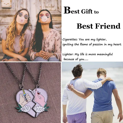 Miniatura 3 de Collar para mejores amigos de Buds, 2 juegos de collares con colgante de corazón dividido BFF para niñas