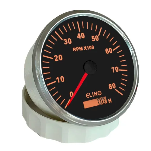 Miniatura 3 de ELING Tacómetro de motor de 4.331 in 0-8000 RPM Fueraborda Tacho RPM Gauge con medidor de horas para motor de gasolina 12V 24V con retroiluminación