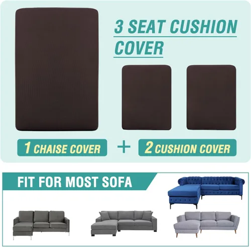 Miniatura 2 de cjc Funda de sofá para sofá modular en forma de L, 3 piezas, fundas de jacquard elásticas para sofá de sala de estar, fundas de muebles