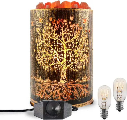 Lámparas de sal para noche, lámpara de roca de sal del Himalaya con interruptor de atenuación, lámpara de cesta de sal del Árbol de la Vida, luz de