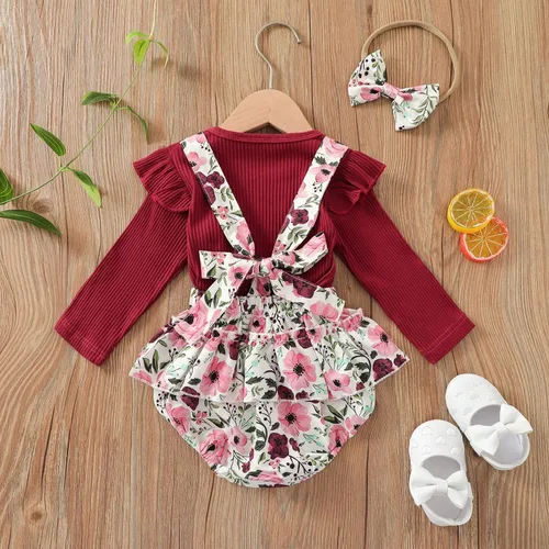 Miniatura 31 de Mameluco de encaje para bebé niña con volantes, manga larga, para recién nacido, otoño, invierno