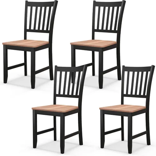 Miniatura 17 de NAFORT Juego de 2 sillas de comedor negras de madera maciza de goma con almohadillas antideslizantes, carga máxima de 430 libras, asiento de granja