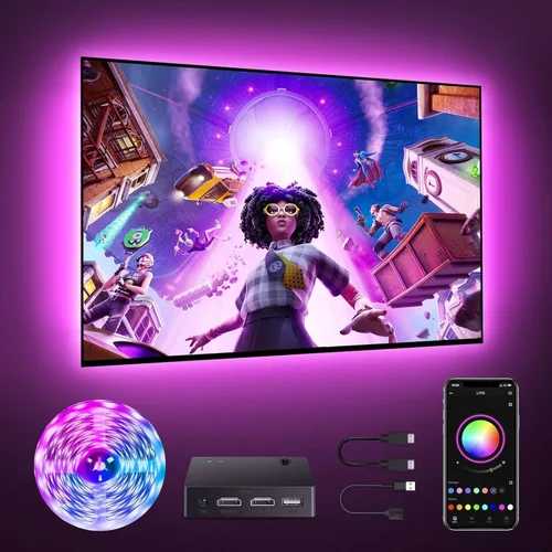 Miniatura 8 de Nexillumi - Luces LED para TV, retroiluminación LED de 13.2 pies para 32-65 pulgadas, tira de luces LED RGB detrás de la TV, control remoto por