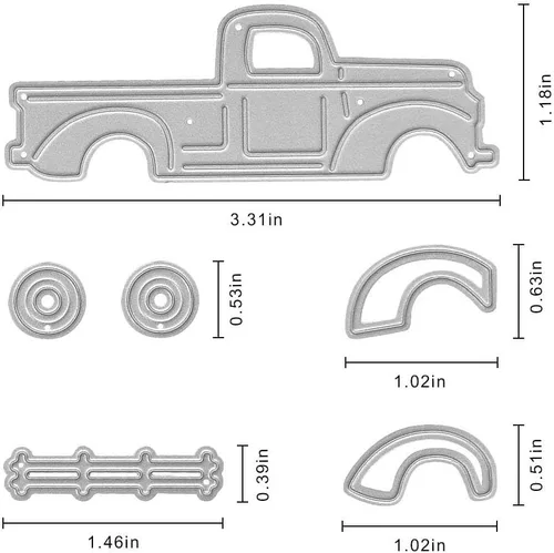 Miniatura 2 de 4 piezas de troqueles de corte en forma de camioneta sedán para hacer tarjetas, troqueles de rueda de automóvil, troqueles de vehículos, herramienta