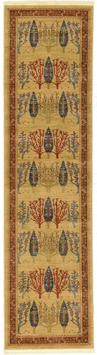 Unique Loom Fars Collection - Alfombra moderna de diseño botánico inspirado en tribal, 2 pies 7 pulgadas x 10 pies 0 pulgadas, bronceado/rojo