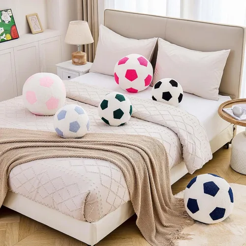 Miniatura 6 de Uvvyui Almohada de fútbol de fútbol, redonda, estética, decoración del hogar, almohada decorativa suave para fútbol, pelota deportiva de fútbol, Azul