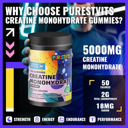 Miniatura 2 de Gomitas de Monohidrato de Creatina (5g) – Energía Pre-Entrenamiento y Apoyo al Crecimiento Muscular para Hombres y Mujeres Gomitas de Electrolitos