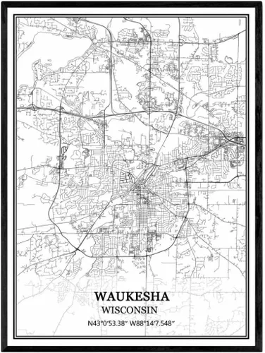 Miniatura 18 de TANOKCRS Kenosha - Póster impreso en lienzo con diseño de mapa de Estados Unidos de Estados Unidos, sin marco, moderno, en blanco y negro, regalo