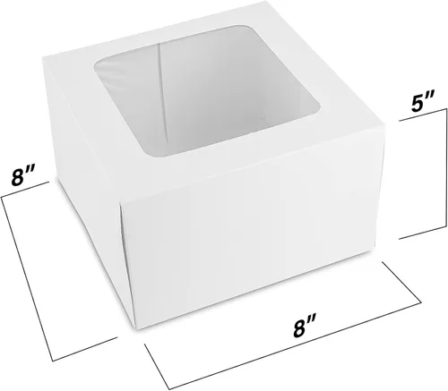 Miniatura 3 de MT Products - Caja de panadería para tartas / pasteles con ventana emergente, de armado automático, de cartón Kraft blanco