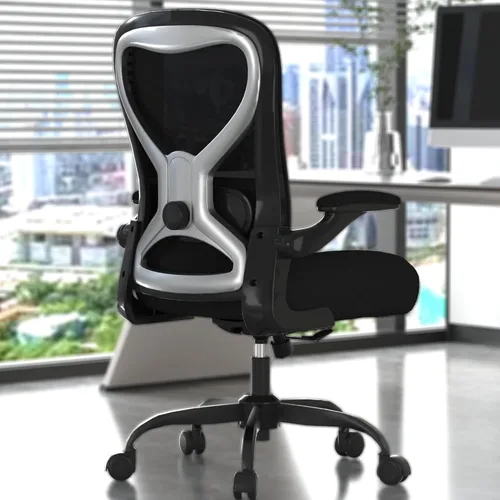 Miniatura 11 de Silla de escritorio de oficina con soporte lumbar ergonómico, cojín de asiento extra grueso, brazos abatibles, respaldo de malla transpirable, silla