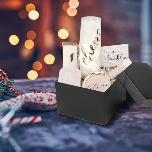 Miniatura 2 de Briful Cajas de regalo cuadradas con tapas, juego de 4 cajas de regalo negras, cajas de regalo de varios tamaños, cajas de regalo para regalos