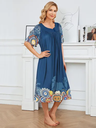 Miniatura 2 de Vestidos de casa para mujer con bolsillos, camisón Moo Moo de manga corta, vestido de descanso S-3XL
