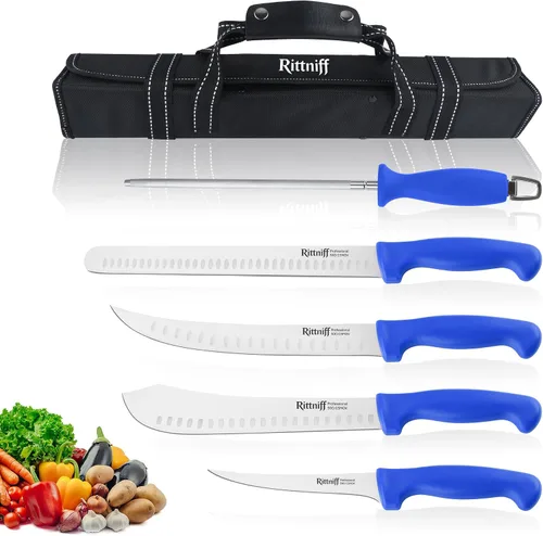 Miniatura 7 de 5 cuchillos de chef con bolsa de rollo, juego de cuchillos de cocina, cuchillo afilado de acero inoxidable para cortar carne, frutas y verduras