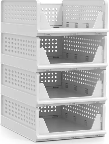 Miniatura 8 de Sorbus Paquete de 4 organizadores plegables para ropa, cestas de almacenamiento apilables versátiles para armario, baño, cocina y garaje con diseño