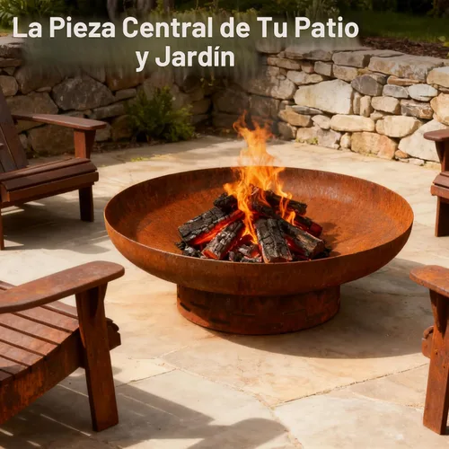 Miniatura 8 de KOL Fogata para quemar leña en el exterior, cuenco redondo de 27.5 pulgadas para exteriores y patio, hoguera de acero resistente, acabado oxidado