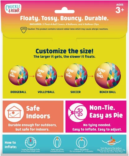 Miniatura 2 de Float-A-Ball - Paquete de 2 bolas flotantes ajustables para niños, juguete reutilizable para exteriores y piscina con globos adicionales, juego