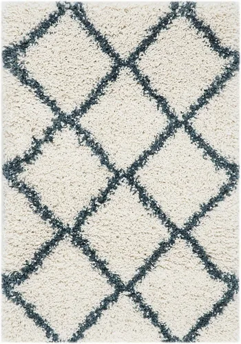 Miniatura 25 de SAFAVIEH Hudson Shag Collection - Alfombra decorativa de 2 x 3 pies, color beige y marfil, diseño moderno de enrejado, no desprende pelusa