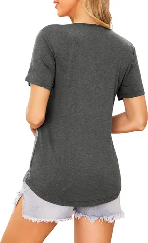 Miniatura 5 de Ekouaer Camisetas de maternidad para mujer, manga corta, paquete de 3 camisetas de lactancia materna de doble capa, ropa de embarazo, tallas S-XXL