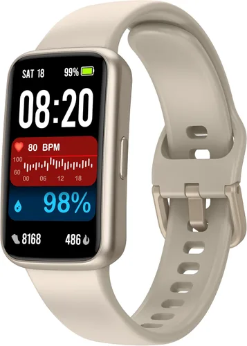 Rastreadores de actividad física, reloj inteligente con pantalla a color de 1.47", reloj de fitness con más de 100 modos deportivos, monitor de Beige