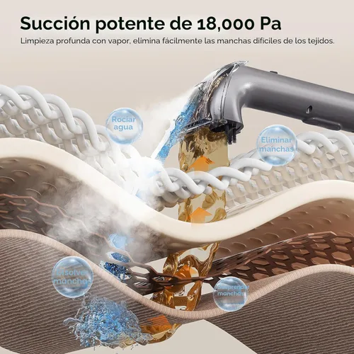 Miniatura 3 de Uwant Limpiador de alfombras portátil con vapor y agua caliente, 18 Kpa, máquina limpiadora de tapicería para mascotas con herramientas de limpieza