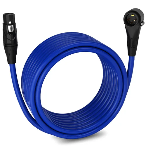 Miniatura 54 de LyxPro Cable de micrófono XLR hembra a macho de ángulo recto de 3 pines de 1.5 pies para altavoces amplificados, interfaz de audio, rendimiento