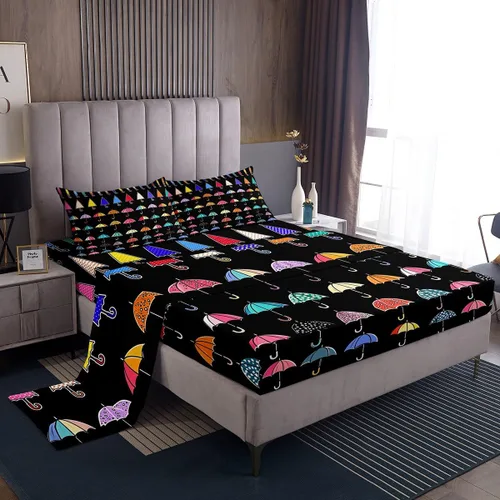 Miniatura 25 de Erosebridal Juego de sábanas de fresa, tamaño individual, diseño de fresa rosa para niñas y niños, sábana bajera ajustable de frutas tropicales