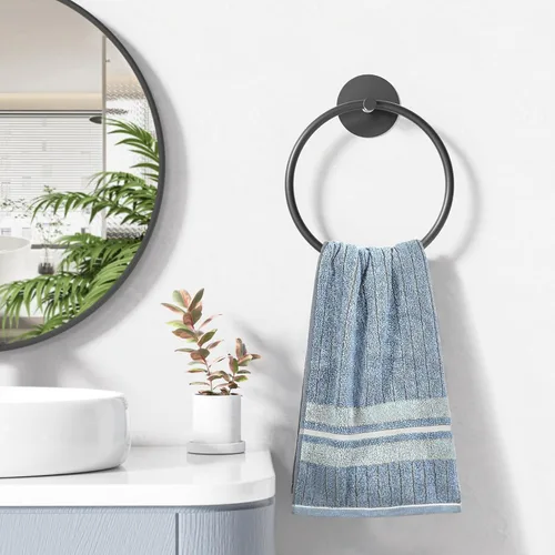 Miniatura 7 de Anillo para Toallas de Baño Negro Mate - Toallero de Baño de Acero Inoxidable SUS304, Susswiff Soporte Adhesivo para Toallas de Mano Montado