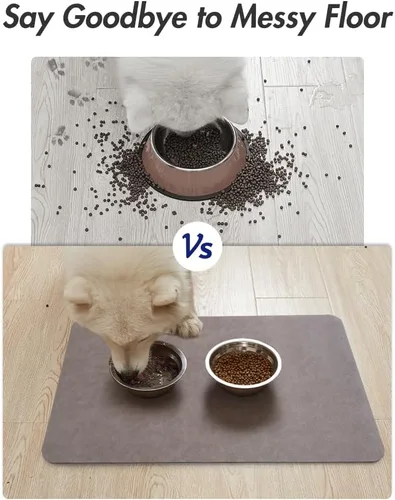 Miniatura 4 de MontVoo - Alfombrilla absorbente para alimentación de mascotas - Alfombrilla para mascotas sin manchas para cuenco de comida y agua - Alfombrilla