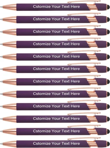 Miniatura 11 de Kingluu 12 bolígrafos personalizados con punta de lápiz capacitivo, grabado gratis, tinta negra, bolígrafo personalizado con tu nombre, logotipo