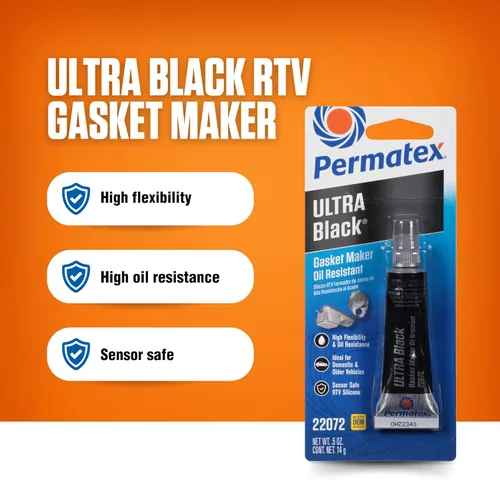 Miniatura 3 de Permatex 22072 Ultra Black Máxima Resistencia al Aceite RTV, fabricante de juntas de silicona, Sensor Seguro y No Corrosivo, para aplicaciones
