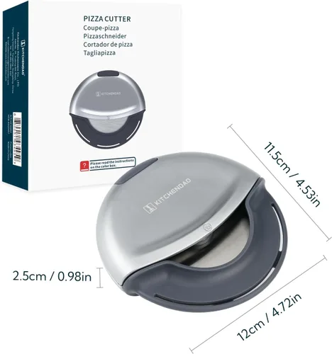 Miniatura 7 de KITCHENDAO Rueda cortadora de pizza de alta resistencia – Cortadora de pizza de mano con diseño magnético desmontable, hoja afilada de 4 pulgadas
