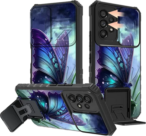 Miniatura 65 de Rossy Funda para Samsung Galaxy S22 Ultra para Samsung S22 Ultra con cubierta deslizante para cámara con función atril, funda híbrida de doble capa